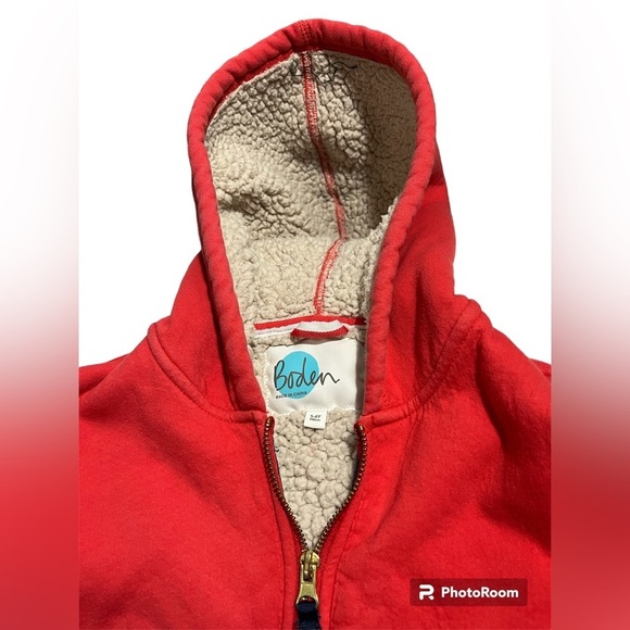 Mini Boden Sherpa Lined Hoodie red/coral | 5-6 Yrs boys kids children - Picture 3 of 5